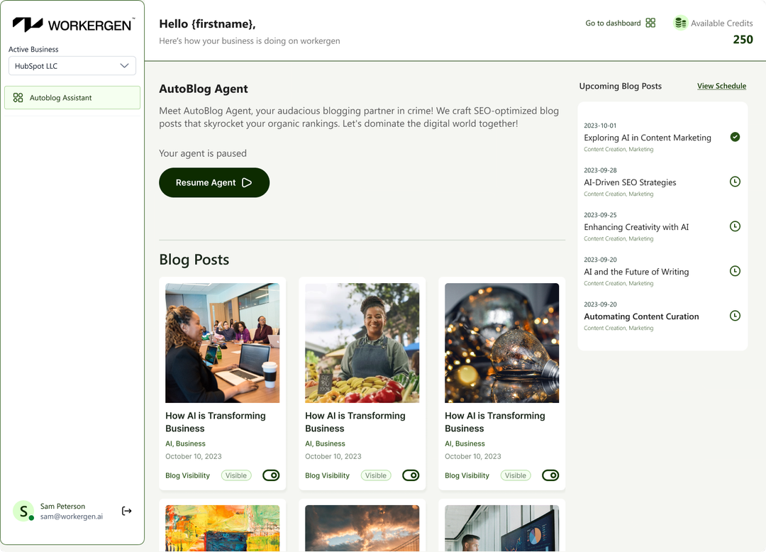 AI Blog Writer Dashboard